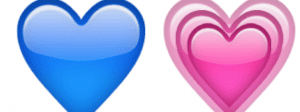 A Blue And A Pink Love Heart Emoji